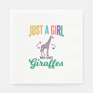 Just a Girl Who Loves Giraffes Vintage Vector Desi Napkin