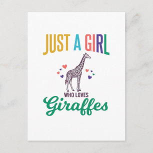 Just a Girl Who Loves Giraffes Vintage Vector Desi Postcard