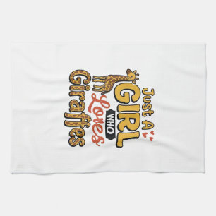 Just A Girl Who Loves Giraffes Vintage Vector Desi Tea Towel
