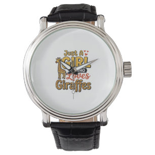 Just A Girl Who Loves Giraffes Vintage Vector Desi Watch