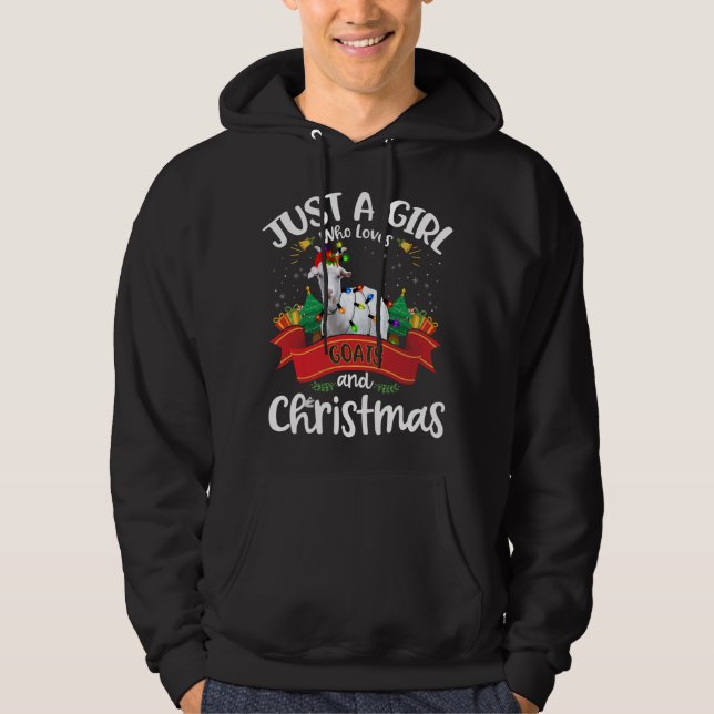 Just A Girl Who Loves Goats And Christmas Santa Ha Hoodie (Front)