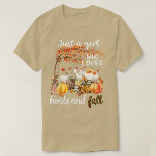 Just A Girl Who Loves Goats And Fall Pumpkin Autum T-Shirt (Design Front)