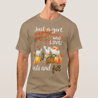 Just A Girl Who Loves Goats And Fall Pumpkin Autum T-Shirt