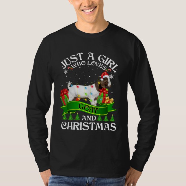 Just A Girl Who Loves Goats & Christmas  Xmas T-Shirt (Front)
