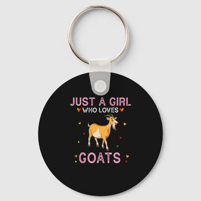 Just a Girl Who Loves Goats - Cute Goats Lover Key Ring (Front)
