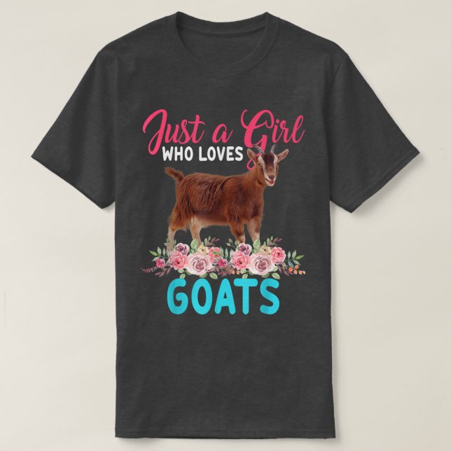 Just A Girl Who Loves Goats Floral Flower Goat Far T-Shirt (Design Front)