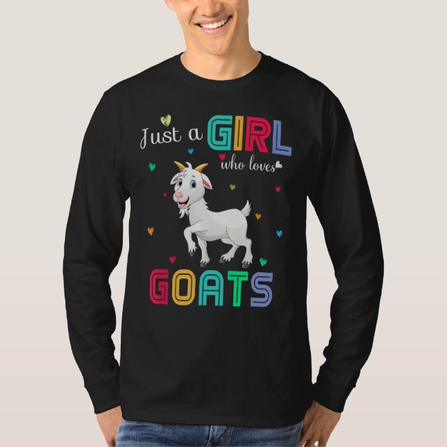 Just A Girl Who Loves Goats Graphic Cute Goats T-Shirt (Front)