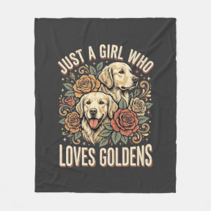 Just a Girl Who Loves Goldens Fleece Blanket