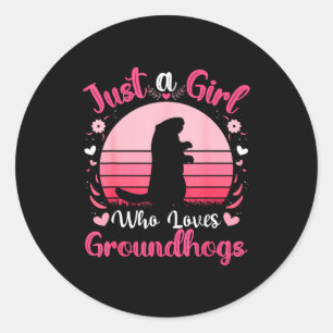 Just A Girl Who Loves Groundhogs Funny Groundhogs Classic Round Sticker