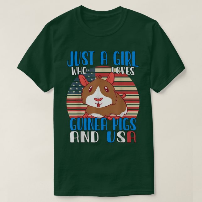 Just A Girl Who Loves Guinea Pigs And Usa 3494  T-Shirt (Design Front)