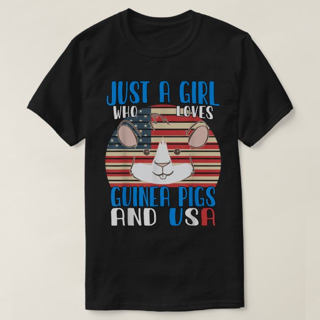 Just A Girl Who Loves Guinea Pigs And Usa 3498  T-Shirt (Design Front)