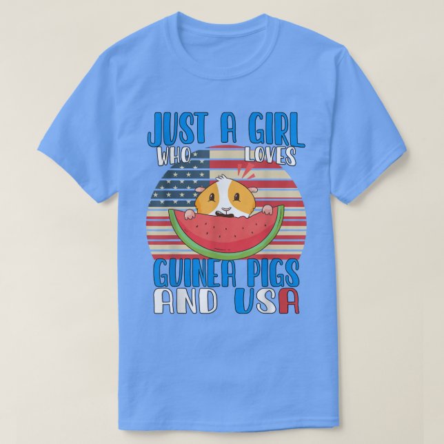 Just A Girl Who Loves Guinea Pigs And Usa 3500  T-Shirt (Design Front)