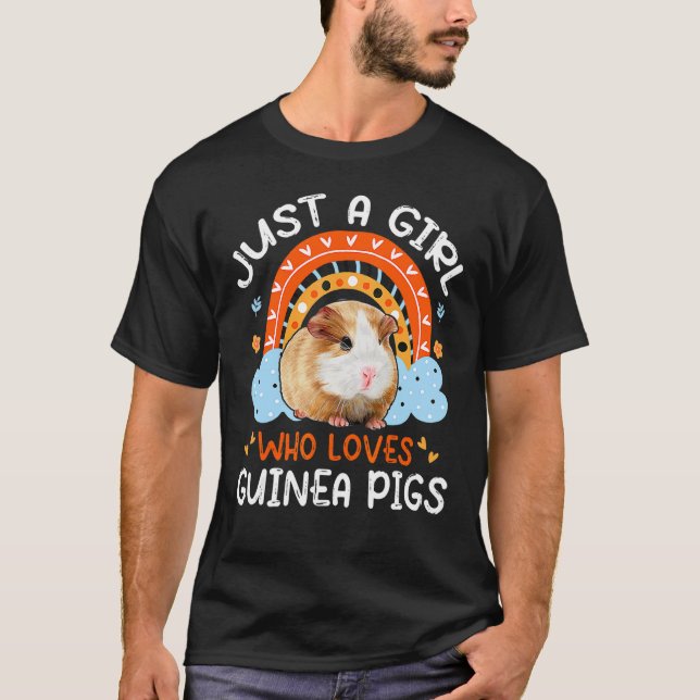Just A Girl Who Loves Guinea Pigs Cute Flowers Rai T-Shirt (Front)