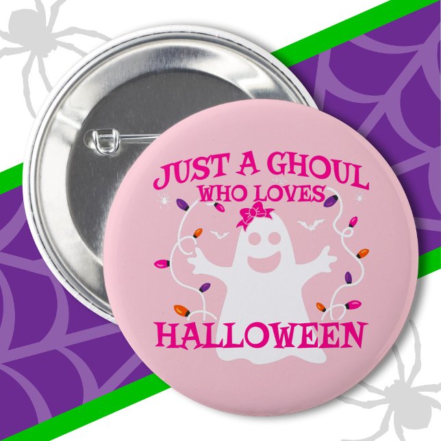 Just A Girl Who Loves Halloween Cute Pink Ghost 6 Cm Round Badge (Creator Uploaded)