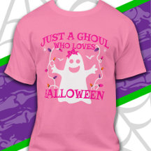 Just A Girl Who Loves Halloween Cute Pink Ghost