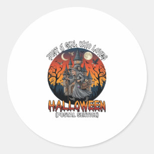 Just A Girl Who Loves Halloween Postal Service Wit Classic Round Sticker