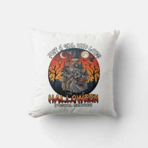 Just A Girl Who Loves Halloween Postal Service Wit Cushion