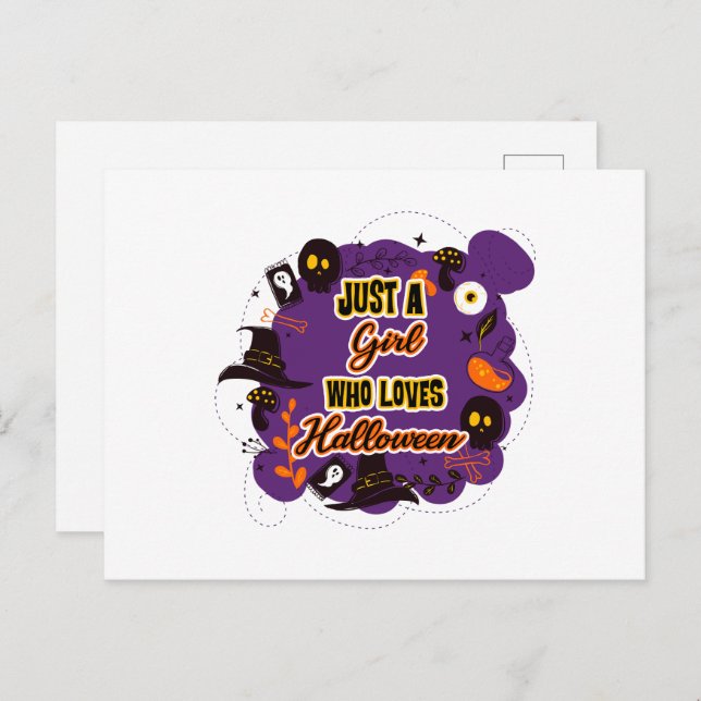 Just A Girl Who Loves Halloween Postcard (Front/Back)