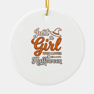 Just a Girl Who Loves Halloween Vector Design_1 Ceramic Tree Decoration