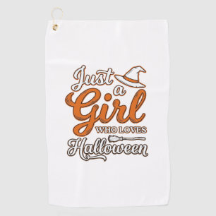 Just a Girl Who Loves Halloween Vector Design_1 Golf Towel