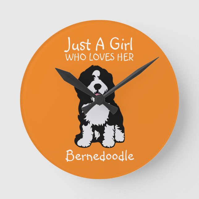 Just a girl who loves her Bernedoodle Round Clock (Front)