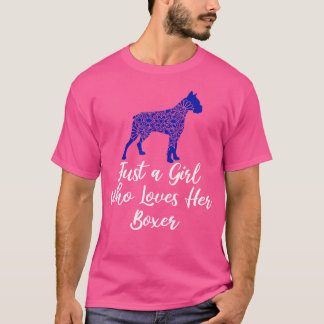 Just A Girl Who Loves Her Boxer - Cute Dog Mandala T-Shirt