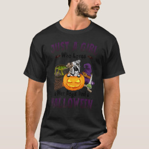 Just A Girl Who Loves Her Dogs And Halloween Bulld T-Shirt