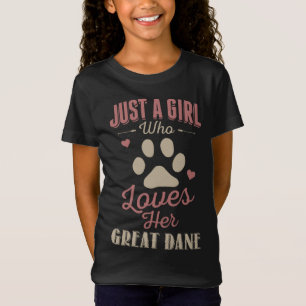 Just A Girl Who Loves Her Great Dane Dog Lover Gif T-Shirt