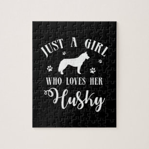 Just a Girl who loves her Husky Husky Dog Decor Jigsaw Puzzle