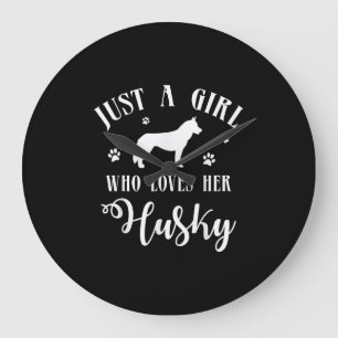 Just a Girl who loves her Husky Husky Dog Decor Large Clock