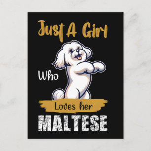 Just a girl who loves her maltese typography 2026 holiday postcard