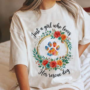 Just A Girl Who Loves Her Rescue Dog Watercolor Pa Tri-Blend Shirt