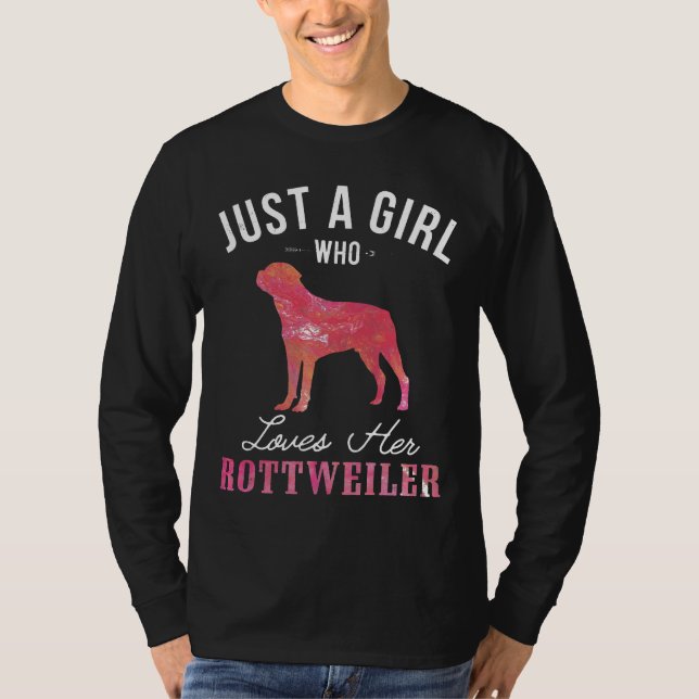 Just A Girl Who Loves Her Rottweiler Dog Owner Gif T-Shirt (Front)
