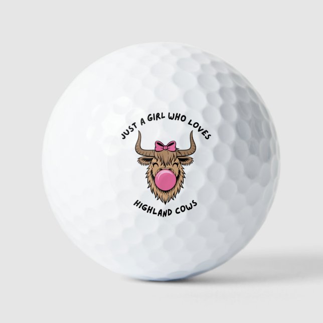 Just a Girl Who Loves Highland Cows Scottish Golf Balls (Front)