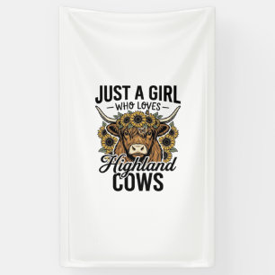 Just A Girl Who Loves Highland Cows Vintage Design Banner