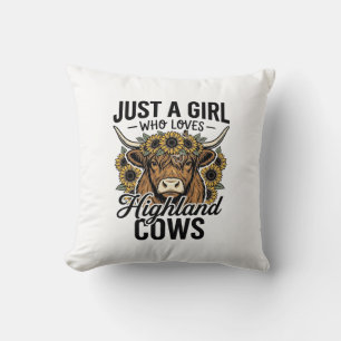 Just A Girl Who Loves Highland Cows Vintage Design Cushion