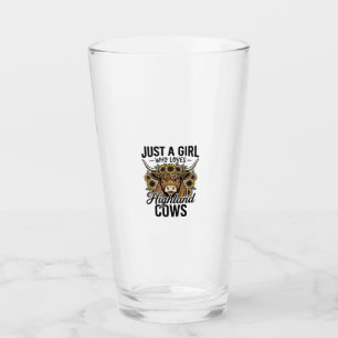 Just A Girl Who Loves Highland Cows Vintage Design Glass