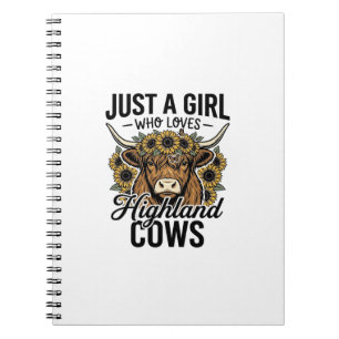 Just A Girl Who Loves Highland Cows Vintage Design Notebook