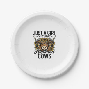 Just A Girl Who Loves Highland Cows Vintage Design Paper Plate
