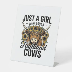 Just A Girl Who Loves Highland Cows Vintage Design Pedestal Sign