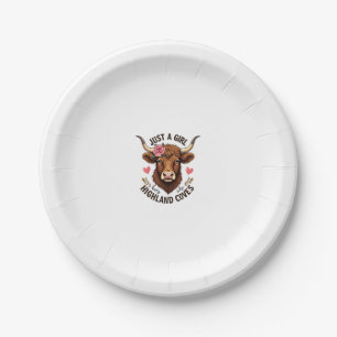 Just A Girl Who Loves Highland Cows Vintage Floral Paper Plate