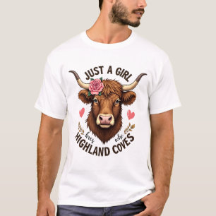 Just A Girl Who Loves Highland Cows Vintage Floral T-Shirt
