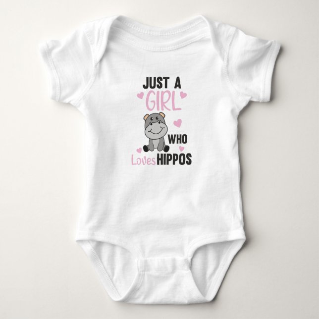 Just A Girl Who Loves Hippos Cute Hippo Baby Bodysuit (Front)