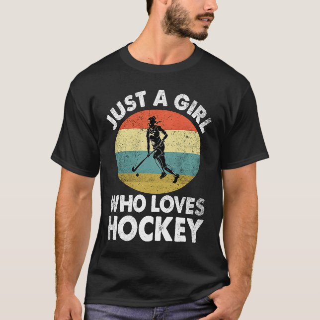 Just A Girl Who Loves Hockey  Ice Hockey Frisbee T-Shirt (Front)