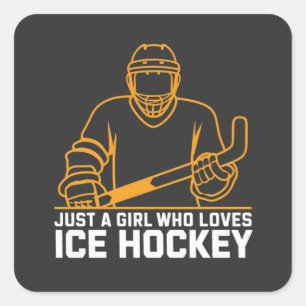 Just A Girl Who Loves Hockey Ice Hockey Funny  Square Sticker