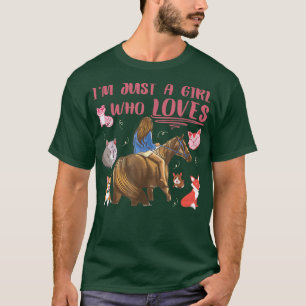 Just A Girl Who Loves Horse Dogs Cats Fo Wolves Li T-Shirt