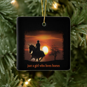 just a girl who loves horses ceramic ornament