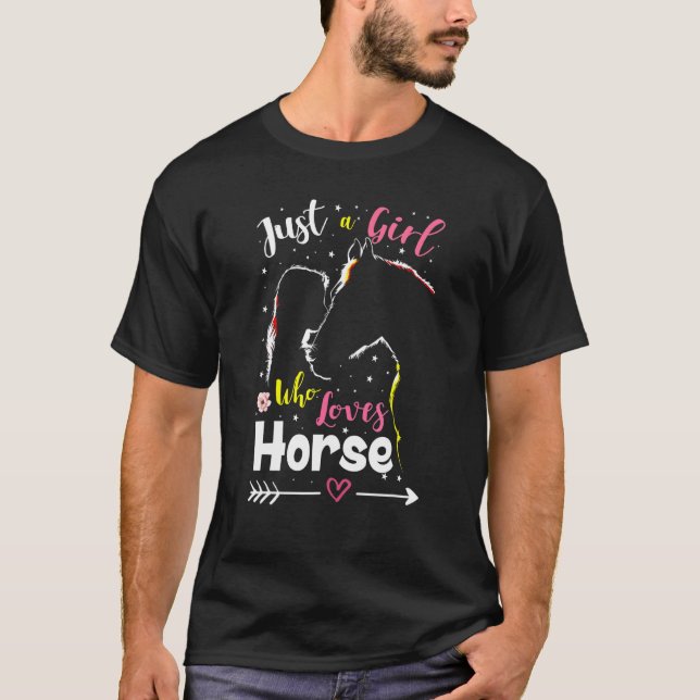 Just A Girl Who Loves Horses Cute Horse   Girls T-Shirt (Front)