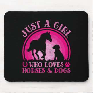 Just A Girl Who Loves Horses Dogs Women Girls Mouse Pad