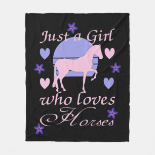 Just A Girl Who Loves Horses Fleece Blanket
